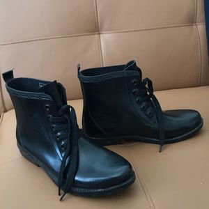 Black rain boots